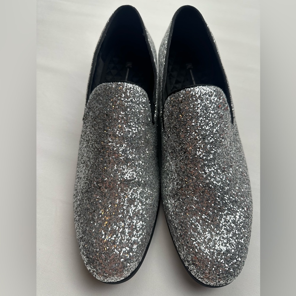 INC men’s silver glitter smoking slipper loafers shoes. Worn once. Size 12